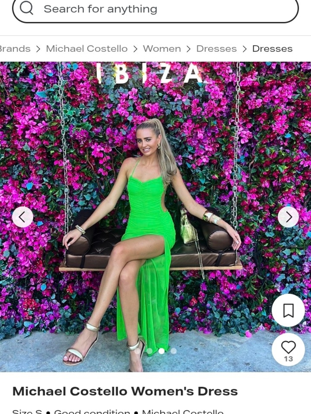 Micheal Costello Revolve Green Ruched Slit Maxi Dress